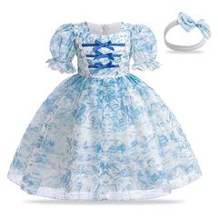 2024跨境洛麗塔女童公主裙兒童禮服碎花連衣裙女童生日派對禮服裙