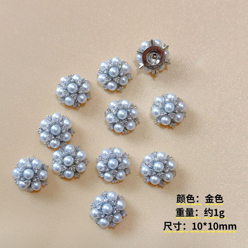 新款美甲饰品雪花球锆石镶钻爆闪轻奢立体珍珠花朵小香风指甲装饰|undefined