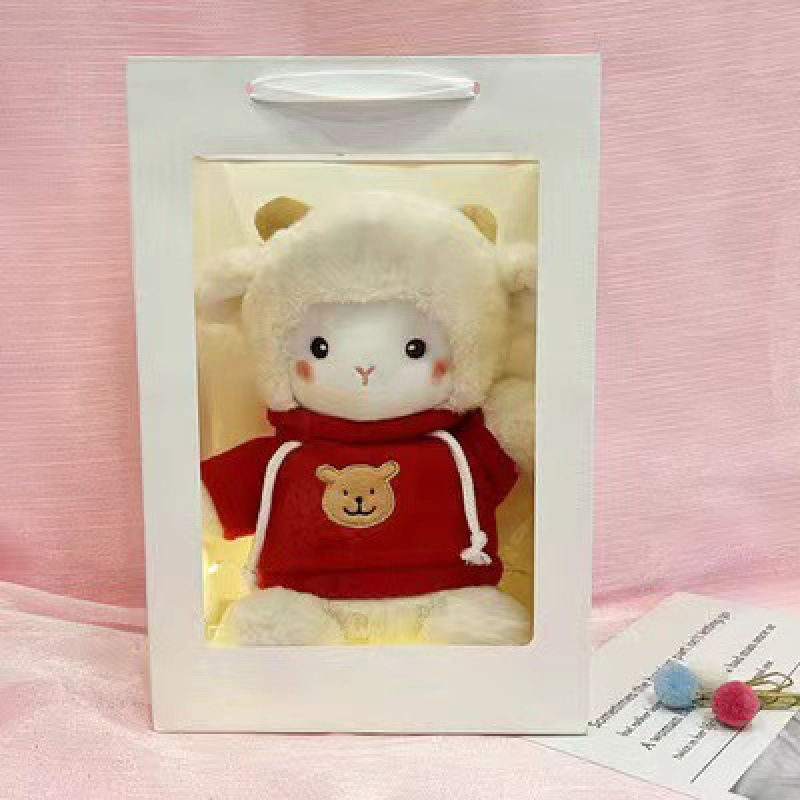 En línea rojo Boke ovejas muñeca Regalo de Cumpleaños de peluche de juguete niña linda muñeca de ovejas calmante muñeca para dormir