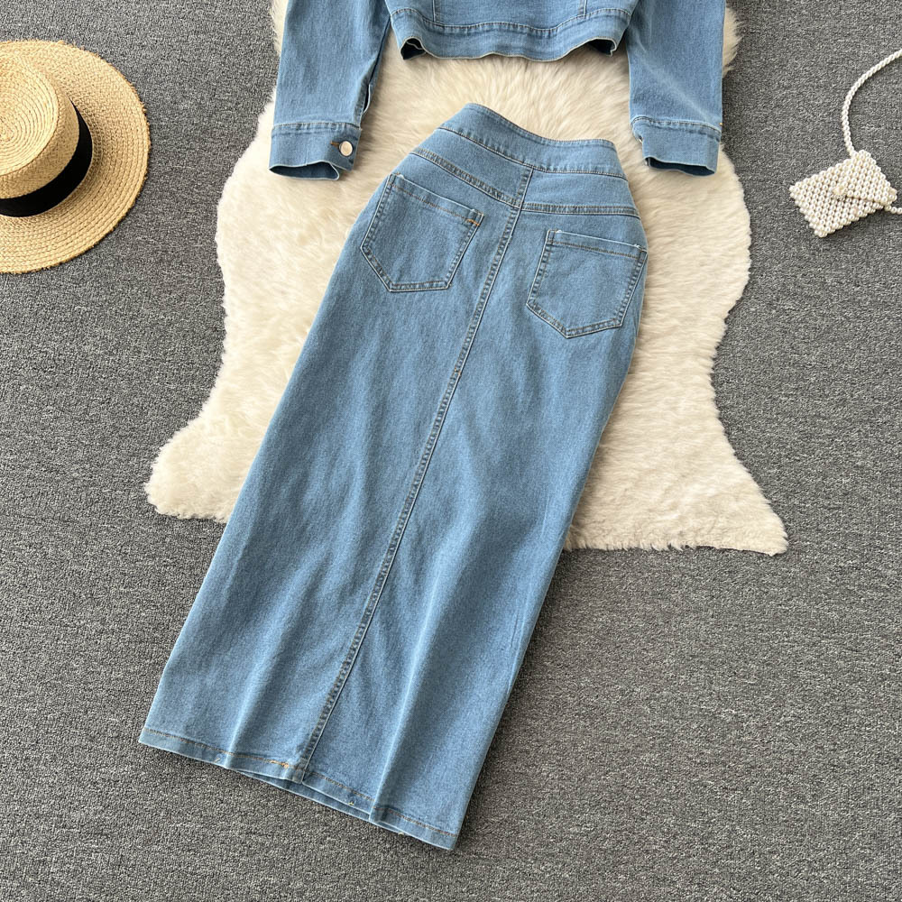 Women's Clothing Fashionable and stylish two piece suit for women autumn printed long sleeved denim outerwear_voghion.com