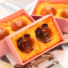 创意透明水晶猪车载摆件卡通情侣对猪儿童学生礼盒装生日礼物礼品