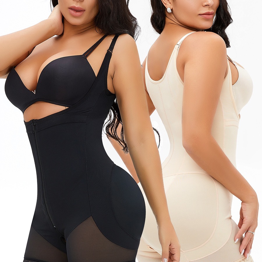 TOPMELON suspender one-piece hip-lifting tight-fitting fat woman large size zipper shapewear shaperwearD1636