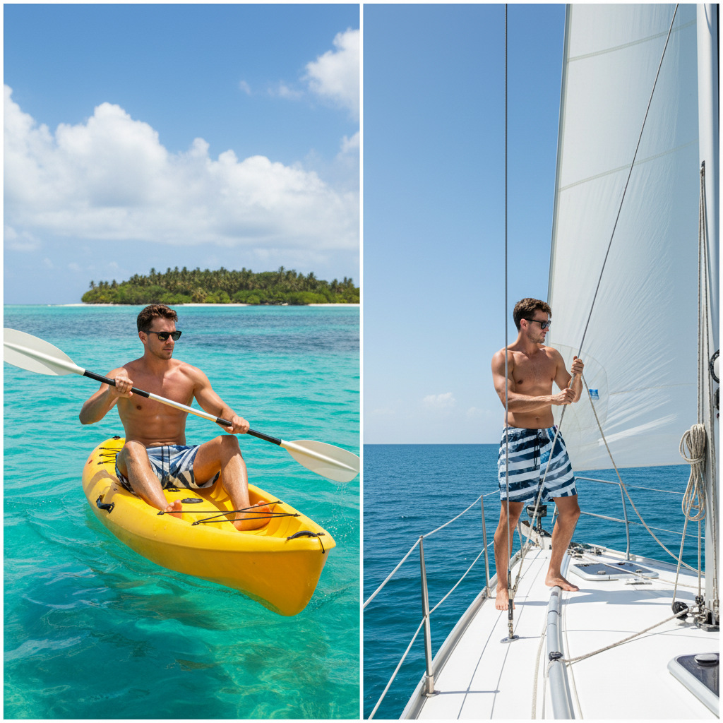 Men's Striped Lined Elastic Swim Trunks For Beach And Vacation_voghion.com