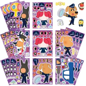 8 New Types of Labrador Sheriff Face-Changing Stickers for Children's Notebooks, Guitars, Tablets, and Laptops, Waterproof Stickers