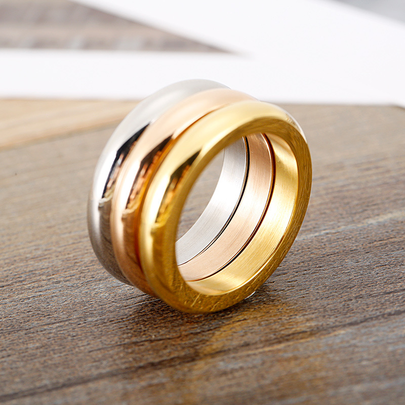 Men’s Polished Plain Band Ring Simple Stainless Steel Stackable_voghion.com