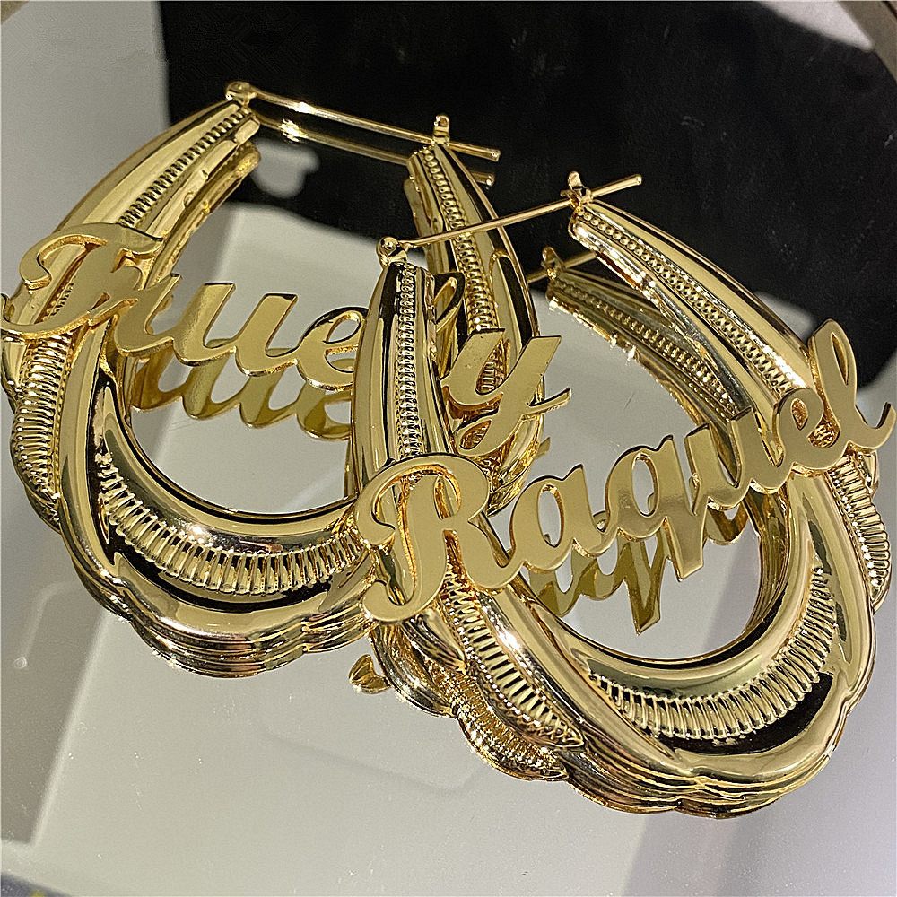 Retro universal elegant earrings with letters stainless steel