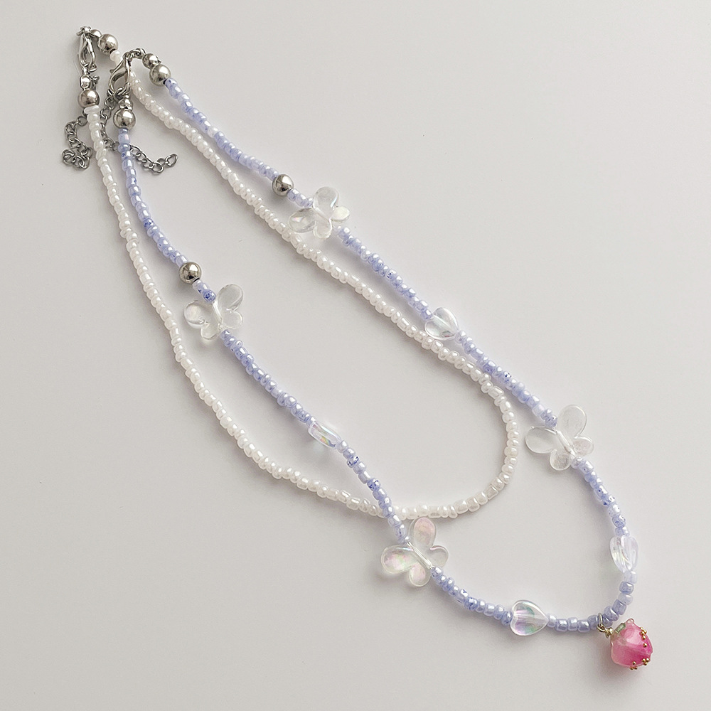 2 Piece Set Fashion Butterfly Beaded Womenu0027S Necklace