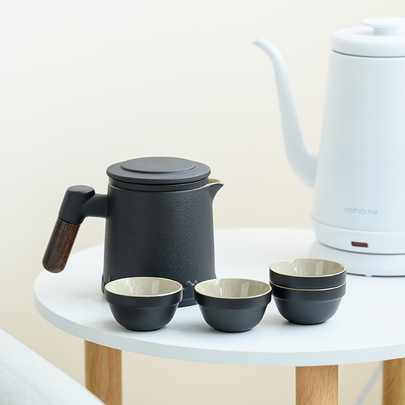 Portable Outdoor Camping Express Cup Compact Travel Tea Set with Teapot and Four Cups - Small Gift Set for Drinking Tea