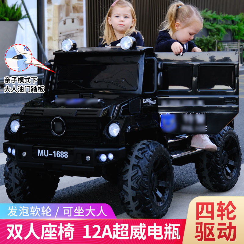 Vehículos todoterreno de los niños de la música carga auto-conducción de cuatro ruedas coche de juguete de bebé puede sentarse niños adultos cuatro ruedas coche de control remoto