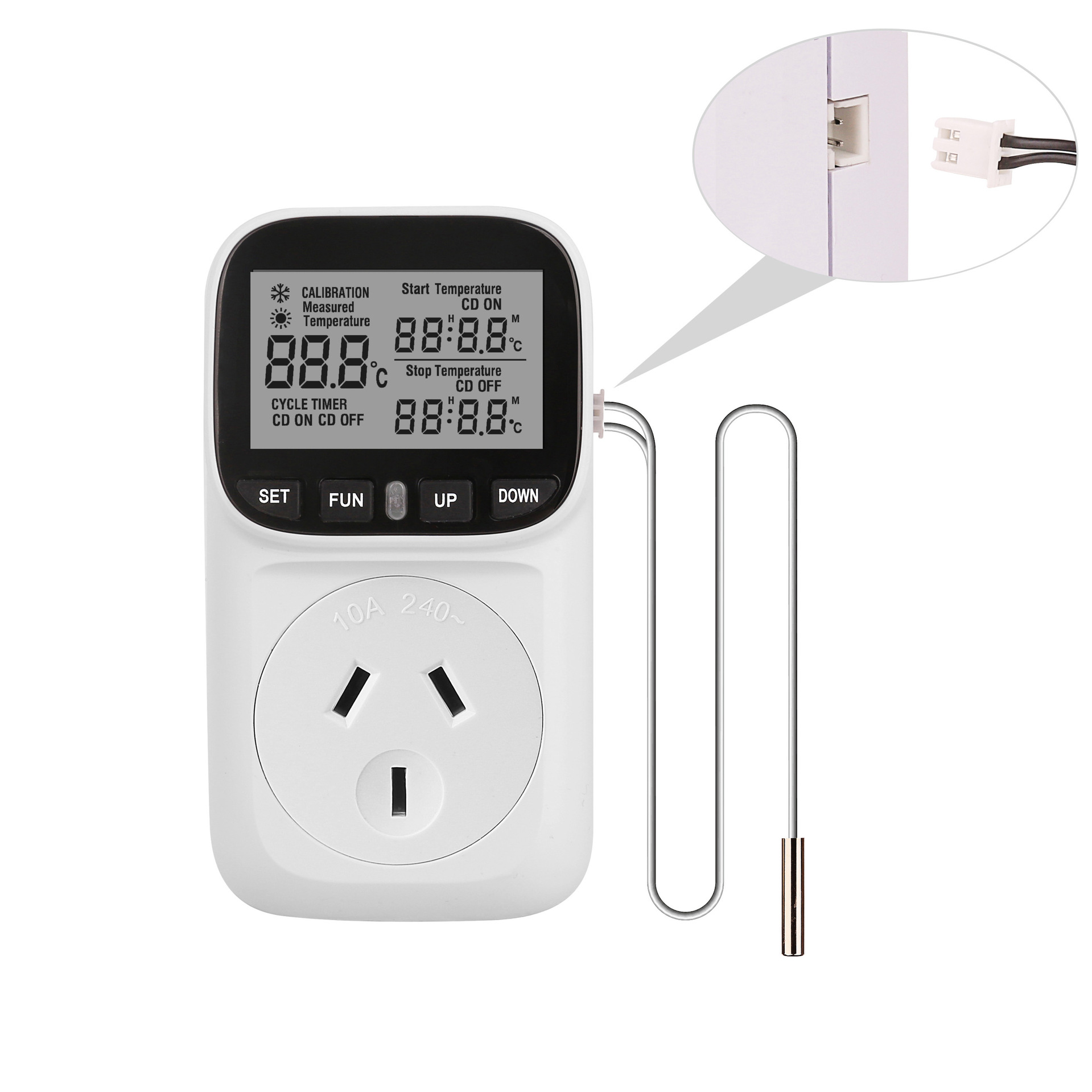 新款澳规常规温控插座 温控开关控制插座 倒计时鱼缸大棚恒温插座