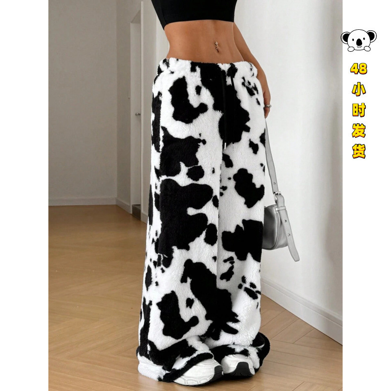 B 16320 Cow print plush women's pants B 16320 Cow print plush women's pants