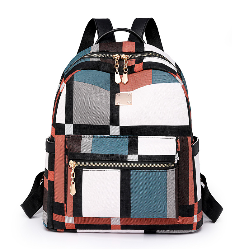 Venta al por mayor transfronteriza 2024 nueva mochila de PU para mujer casual moda color de contraste mochila de viaje de gran capacidad mochila escolar de moda