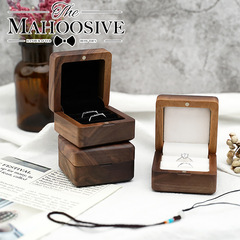 Proposal jewelry box, wedding couple rings, walnut and beech wood ring storage box, small size, retro portable storage wooden box