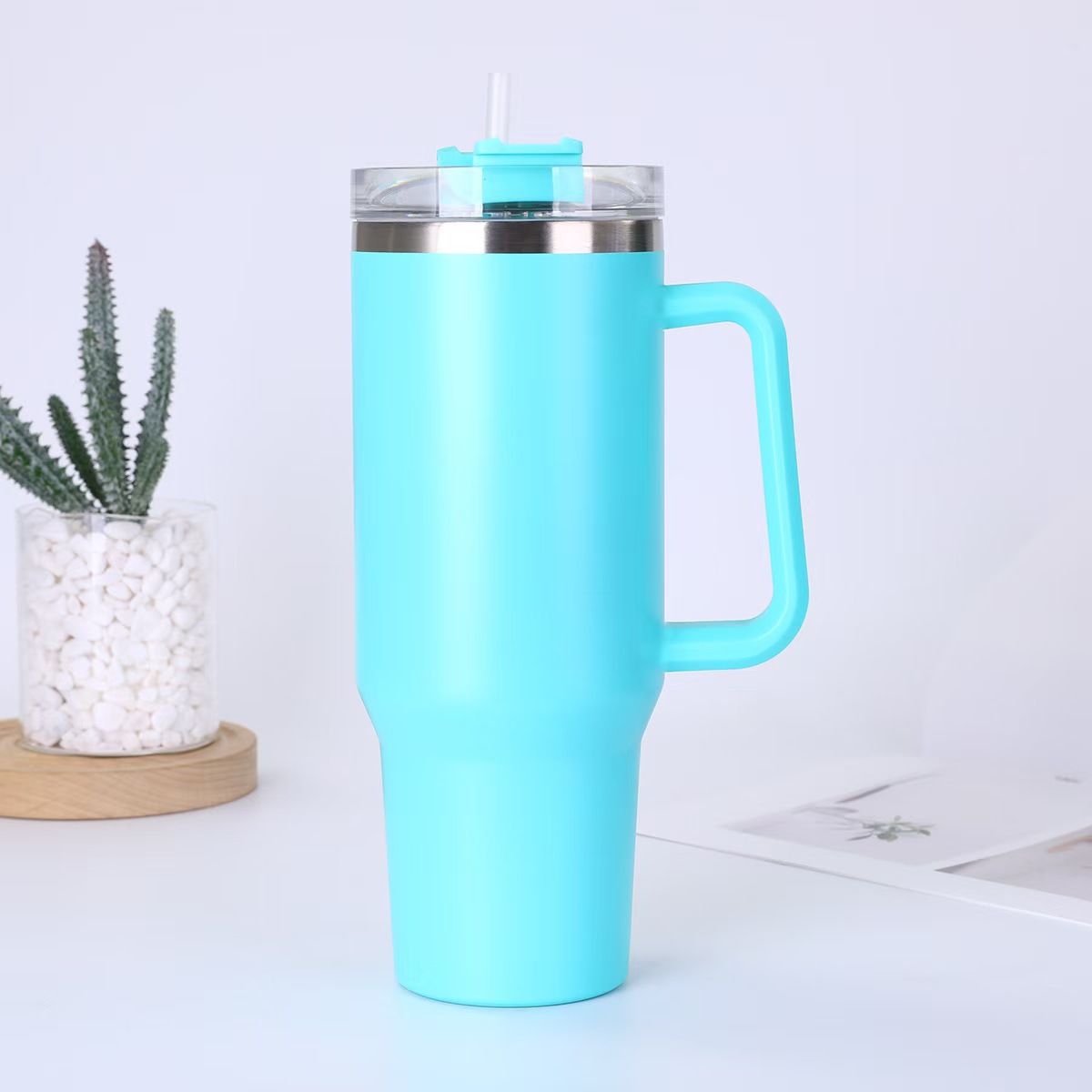 Gran capacidad 40oz mango taza helado taza 304 Acero inoxidable vacío aislado taza coche paja cerveza al por mayor