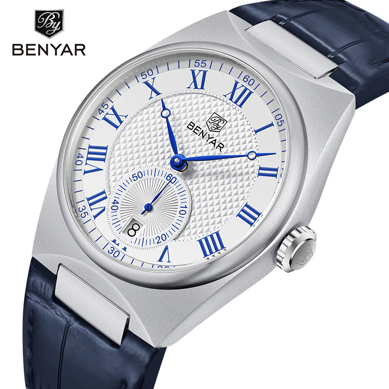 Benyar Binya reloj de hombre reloj de cuarzo negocio de la moda simple reloj de marea impermeable reloj calendario hombres 5199