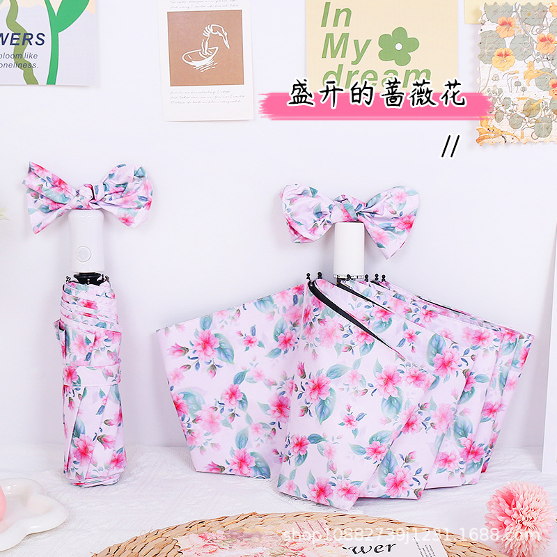 Small Floral Fully Automatic Folding Girls' High-Looking Dual-Purpose Sunny Umbrella Sun Protection Uv Parasol Sun Umbrella Small Floral Fully Automatic Folding Girls' High-Looking Dual-Purpose Sunny Umbrella Sun Protection Uv Parasol Sun Umbrella