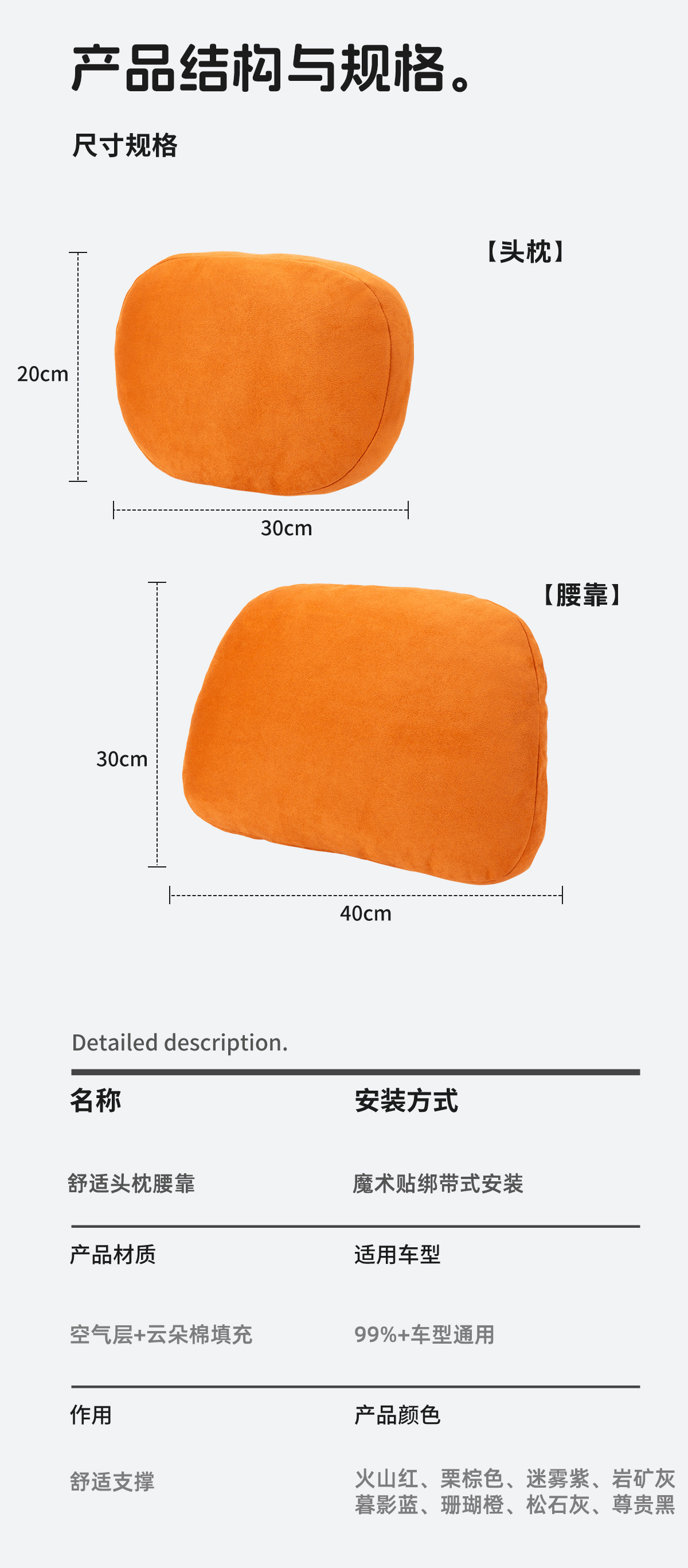 Suitable for Xiaomi Yusu7 Headrest and Waist Support Universal Hidden Car Seat Neck Pillow Car Back Cushion Pillow