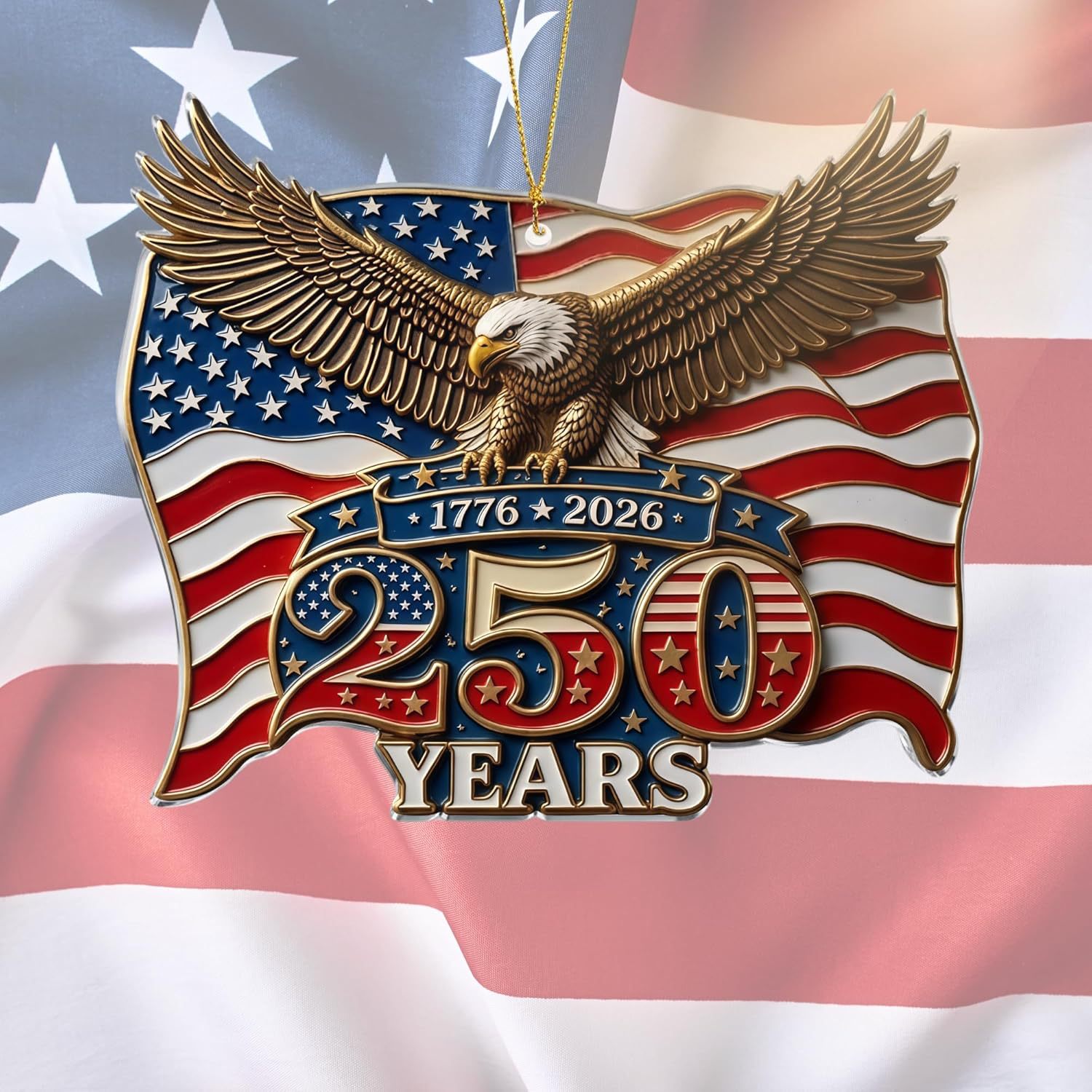 Decoración del 250 aniversario de la fundación de los Estados Unidos - Decoración del árbol de Navidad del Día de la Independencia de la Estatua de la Libertad 2D plana