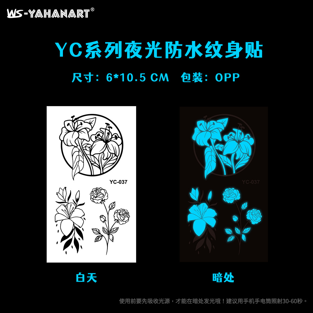 Tatuajes Temporales Luminosos Azules Papel de Transferencia de Agua Luminoso para Fiestas y Discotecas