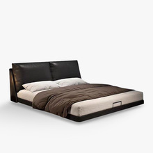 极简悬浮床现代简约网红个性创意设计轻奢羽绒靠包卧室家具真皮床