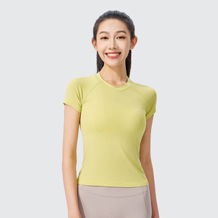 Lulu Yoga Short-Sleeved T-Shirt Women's Sports Fitness Quick-Drying Top Slim Running Training Yoga Wear