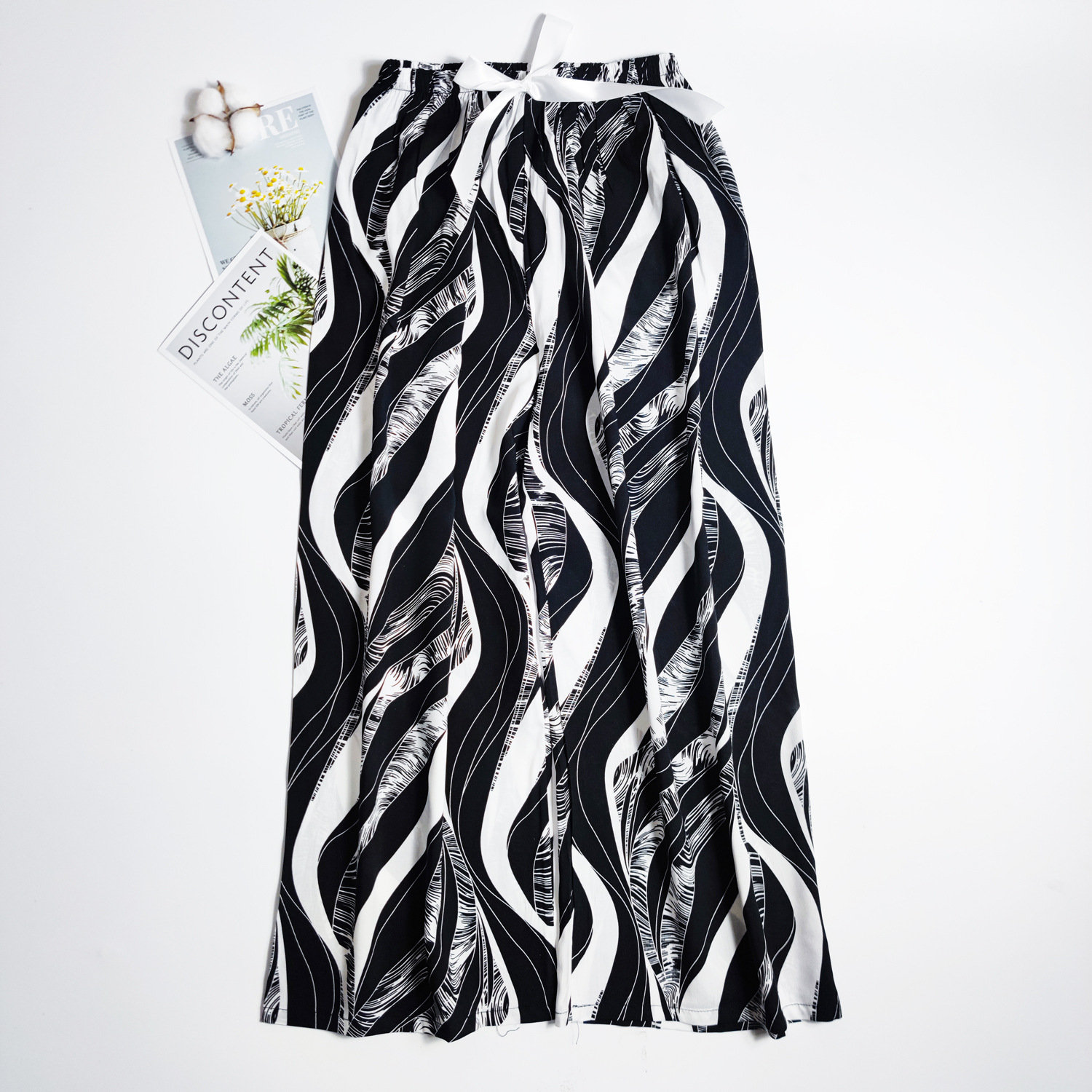 Pantalones de pijama de verano Source 45 de algodón y seda, pantalones anchos de nueve puntos para mujer, finos, talla grande, pantalones holgados para aire acondicionado, pantalones de playa