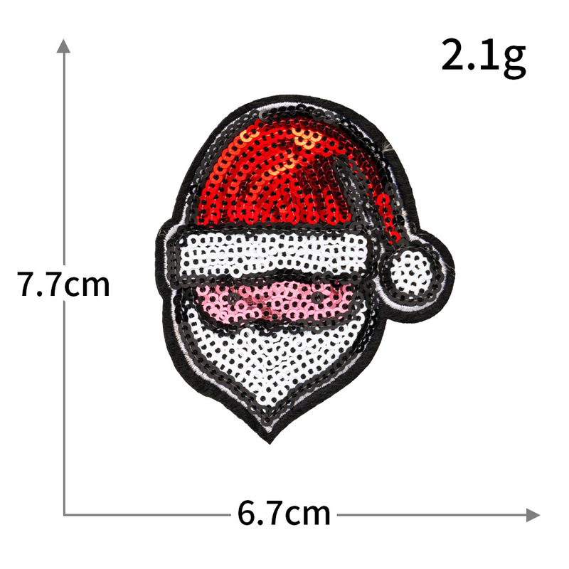 クロスボーダーコンピュータ刺繍ステッカークリスマススパンコール刺繍サンタクロースクリスマスツリースノーフレーク雪だるまヘラジカ刺繍布ステッカー|undefined