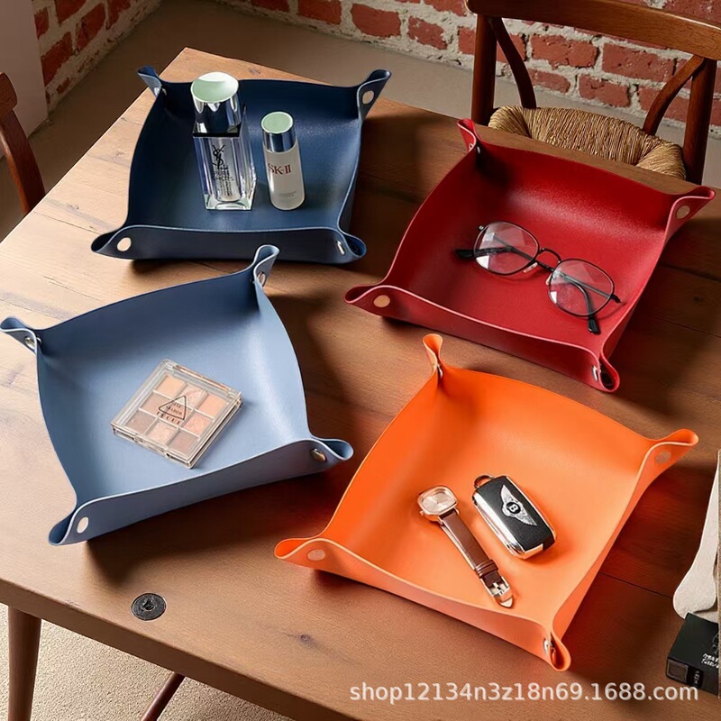 Cross-Border Nordic Desktop Entryway Storage Box Makeup Jewelry Key Storage Tray Manufacturer Leather Ins