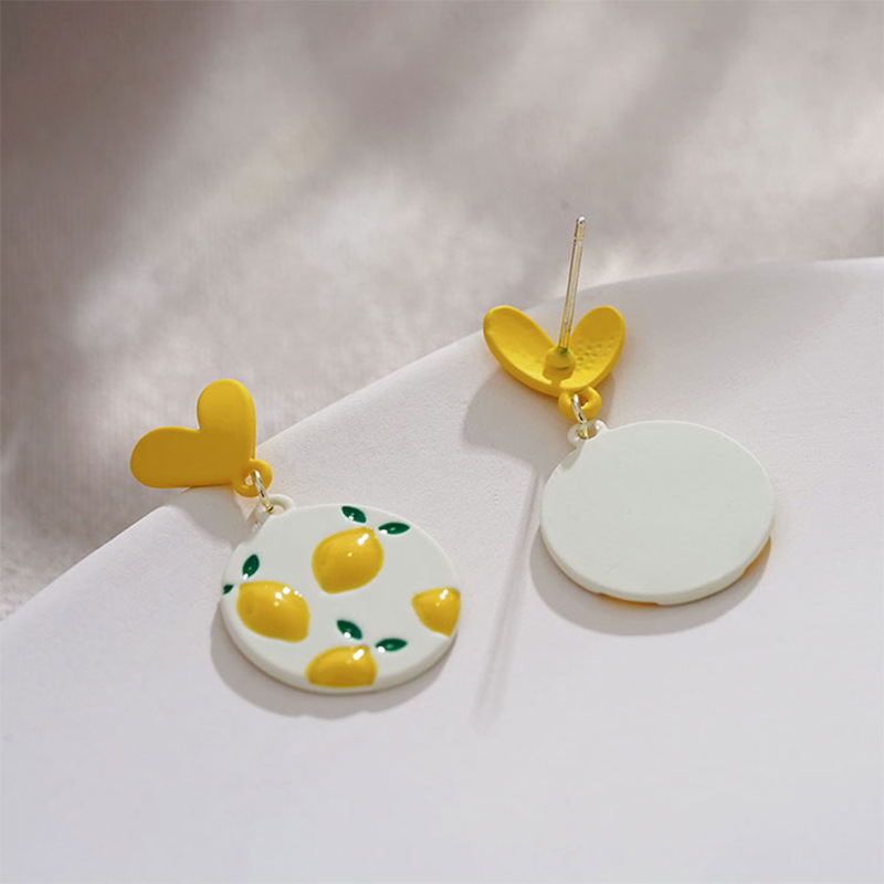 simple heart shape lemon round earringspicture3