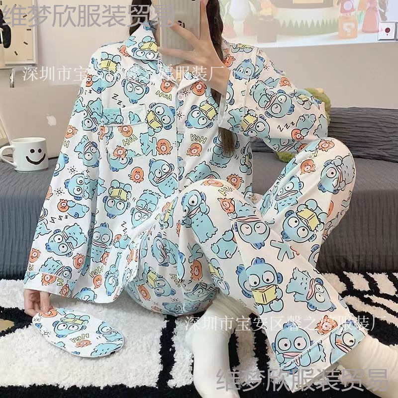 Thai Foreign Trade Factory Wholesale Women's Autumn Pajamas, Long-Sleeve Cardigan and Long Pants, Cute Cartoon Plus-Size Loungewear Set Thai Foreign Trade Factory Wholesale Women's Autumn Pajamas, Long-Sleeve Cardigan and Long Pants, Cute Cartoon Plus-Size Loungewear Set