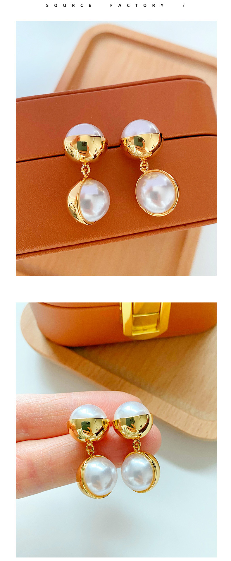 Retro Round Copper Inlay Artificial Pearls Drop Earrings 1 Pair