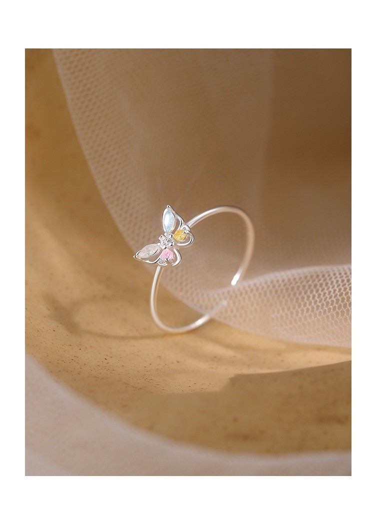 5g Weight Zircon Inlay Material 1 Piece 925 Sterling Silver Colorful Butterfly Zircon Open Rings Rings