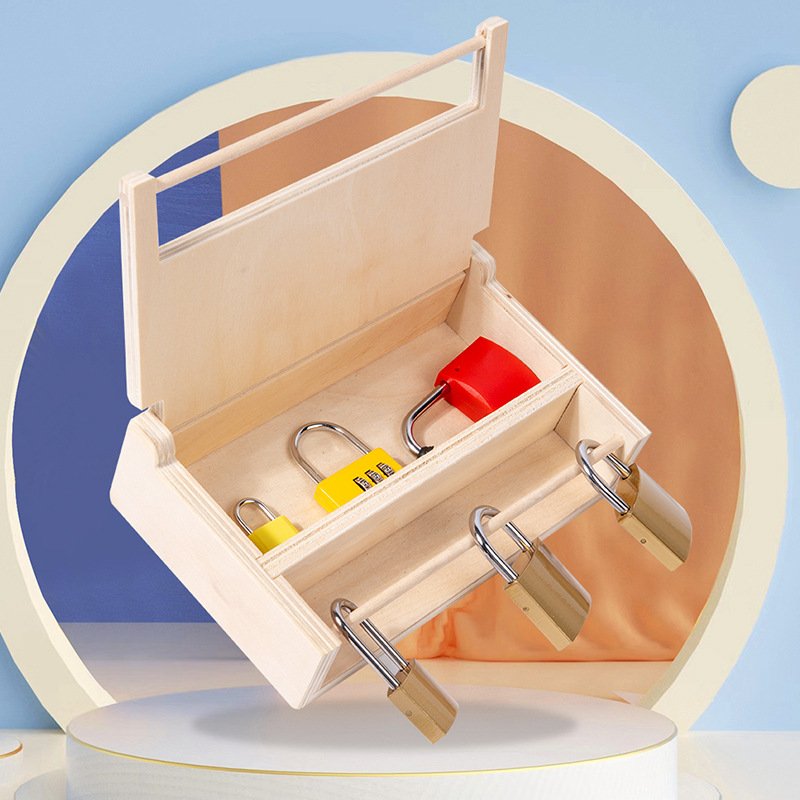 Caja de desbloqueo Montessori de madera para niños kindergarten habilidad práctica educación temprana desbloqueo material didáctico juguetes educativos
