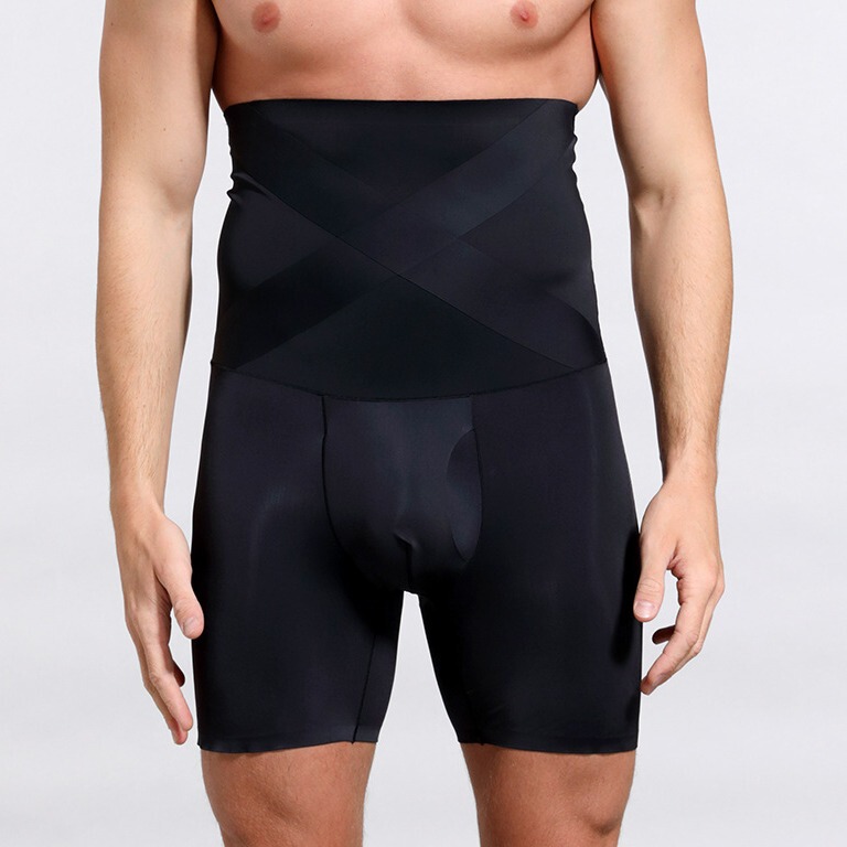 Long Anti-curling High Waist Abdominal Compression Shorts Tight Waist Sports Hip Lifting Legs Men's Underwear Body-shaping Pants