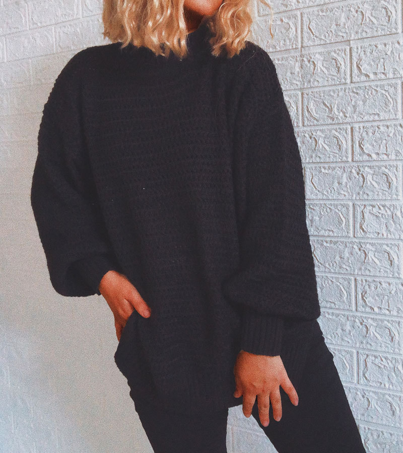 Loose Half-High Neck Long-Sleeved Knitted Sweater NSSX104231