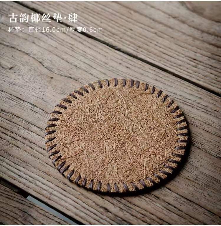 Natural de coco montaña de seda de palma de coco estera de té especial Mane estera tetera almohadilla aislante juego de té accesorios taza de té taza redonda titular de la taza