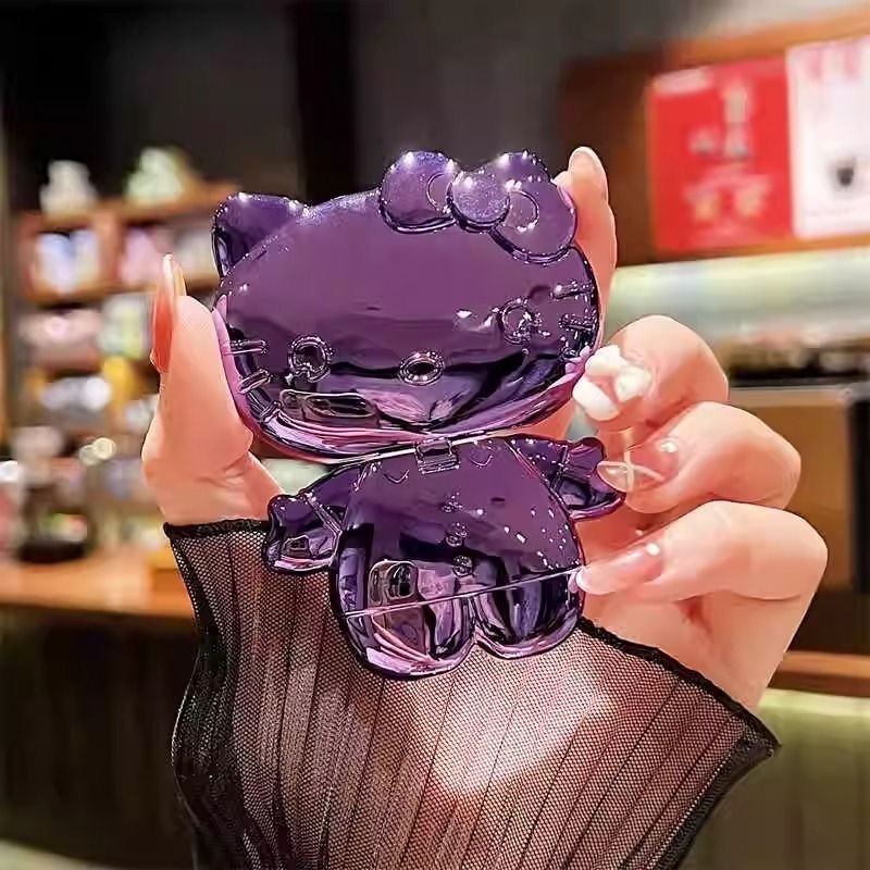 電気メッキ漫画猫携帯電話ホルダー回転化粧鏡無地かわいいギフト DIY 携帯電話ケースアクセサリー素材|undefined
