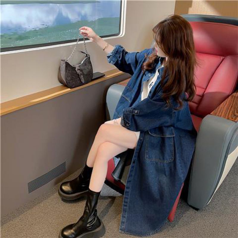 Long autumn denim shirt