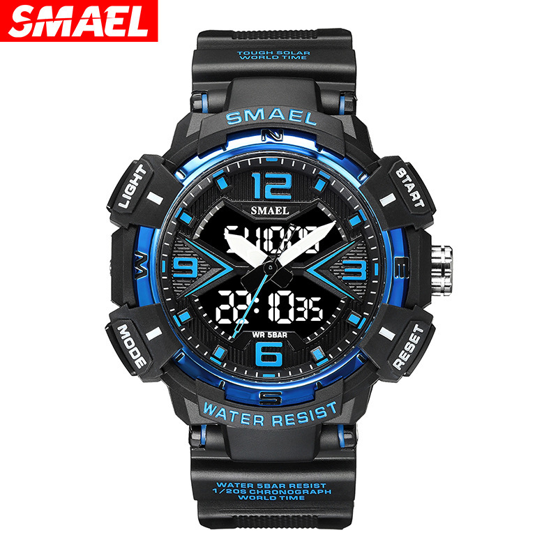 Smael nuevo reloj electrónico para hombres multifuncional al aire libre impermeable luminoso alarma reloj electrónico 8076