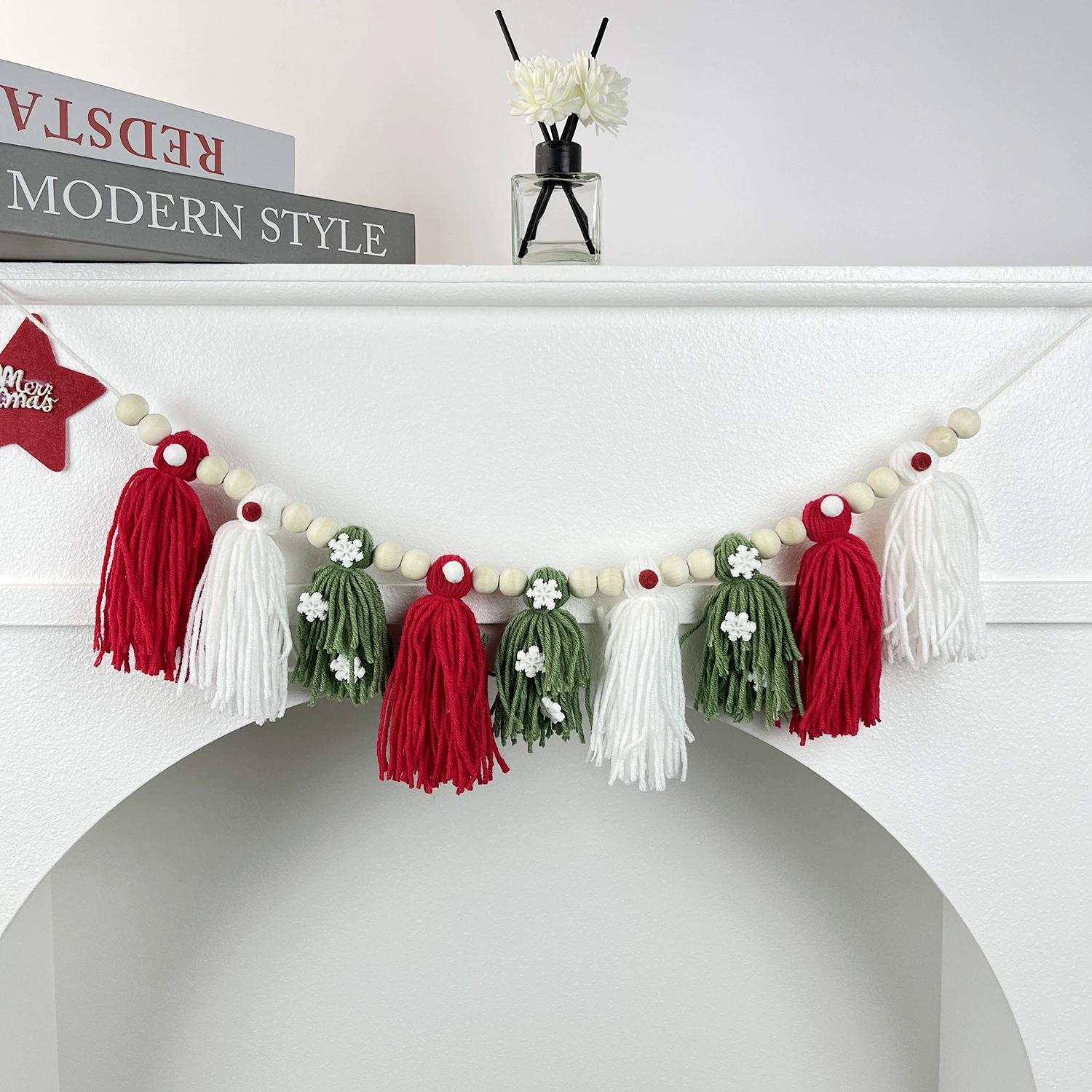 Новое рождественское украшение с кисточками, популярное на рынке, ручная работа, для дня рождения, декор для стен, настенный венок