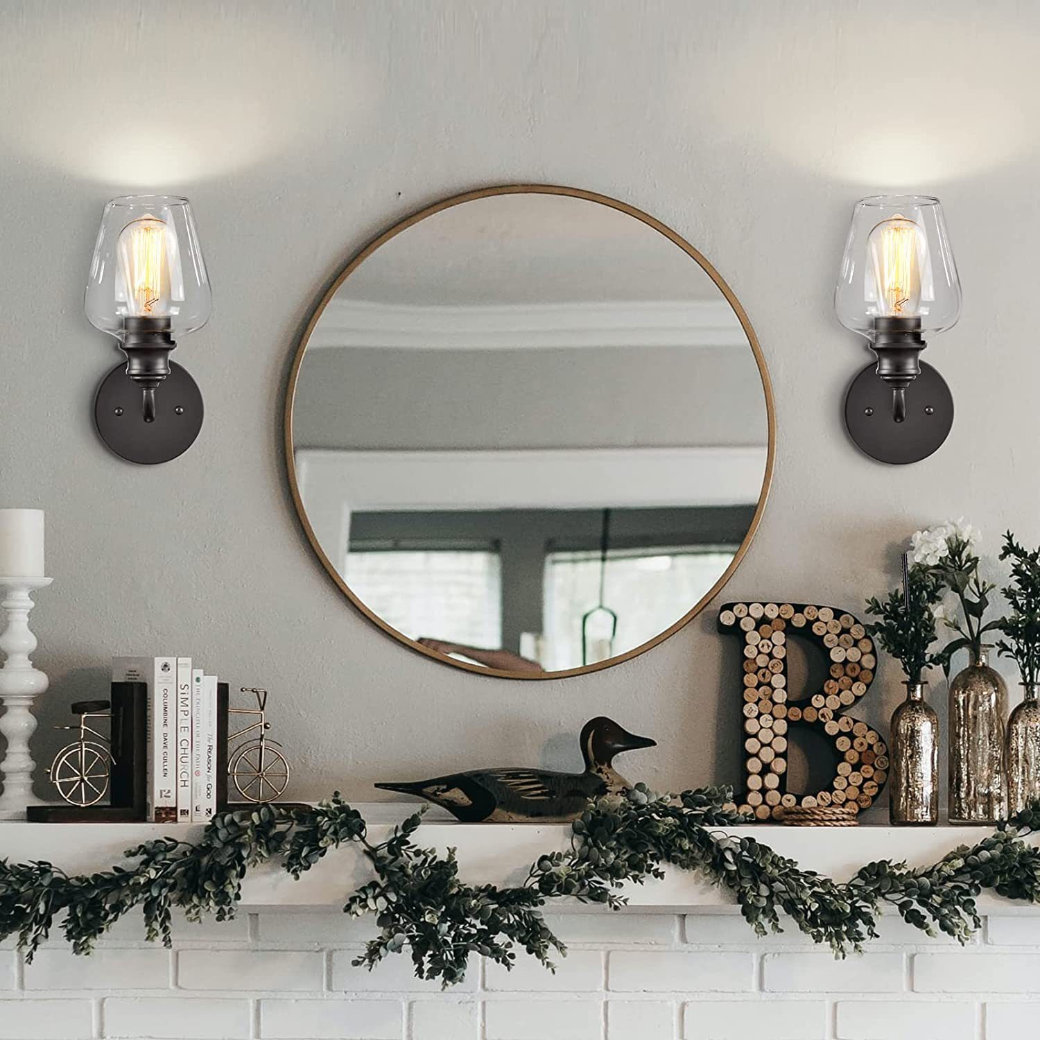 亚马逊美式酒杯玻璃床头壁灯复古工业风简约灯镜前灯跨境电商壁灯