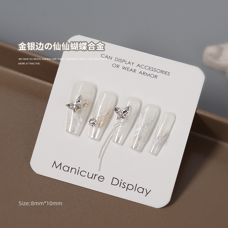 Accesorios de uñas celebridades en línea Hada Mariposa aleación diamante oro y plata cristal uñas Diamante ins estilo Accesorios de uñas de hadas