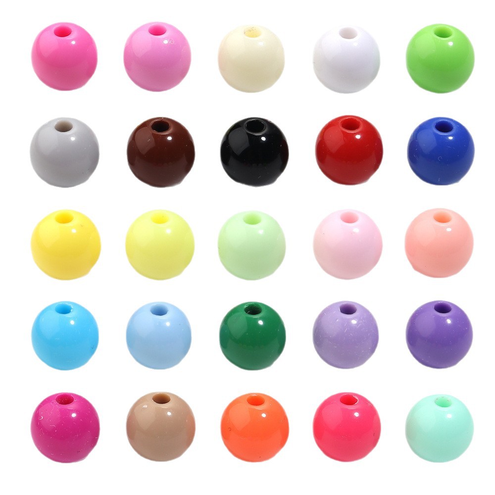 Cuentas redondas acrílicas de color sólido para Navidad, cuentas redondas de color sólido para joyería hecha a mano, accesorios de bricolaje, cuentas redondas de color sólido, cuentas sueltas.