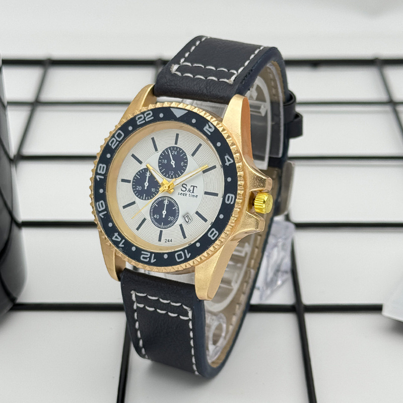 国境を越えた外国貿易新しいファッションビジネストレンドメンズ腕時計カレンダーカジュアル三眼学生クォーツ時計メンズ卸売