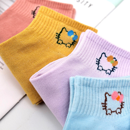 Autumn and summer new socks women's pure color cotton women's boat socks candy-colored short socks Japanese style ins trendy socks drop shipping