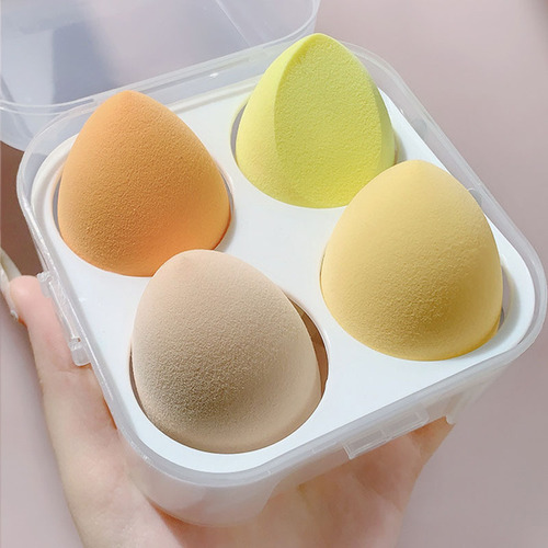 High-quality beauty egg 4-pack four-compartment set powder puff gourd water drop oblique cut makeup beauty tool one piece drop shipping