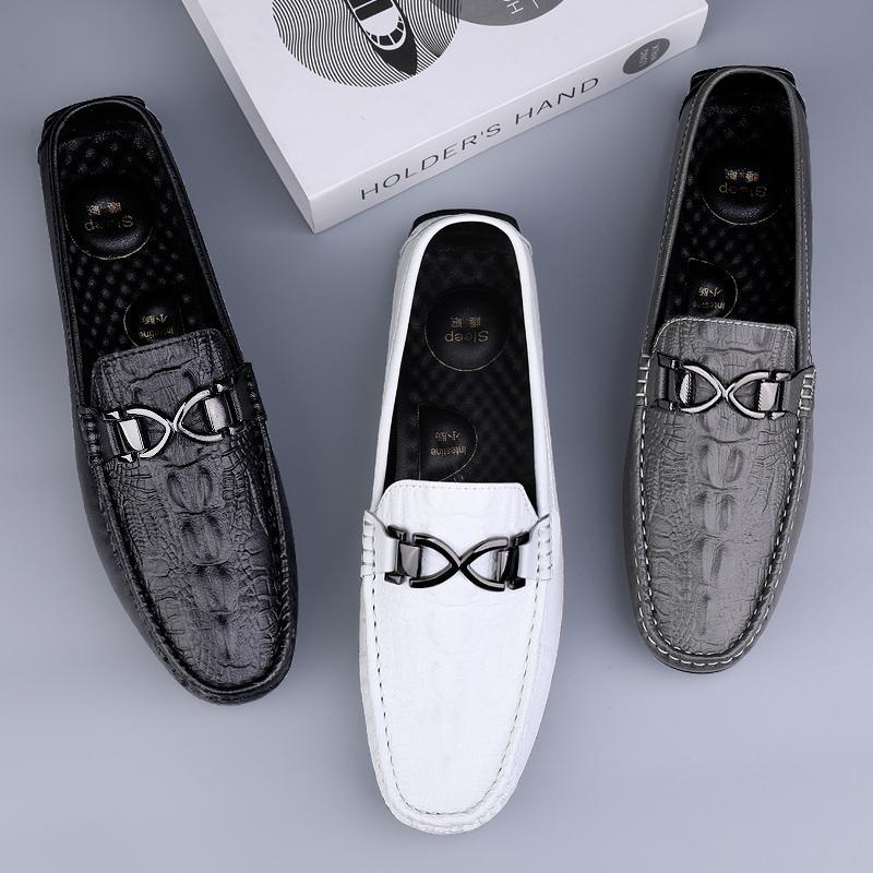 Al por mayor cocodrilo hombre de otoño de moda respirable anti-deslizante zapatos de soja hombre cuero suave zapatos casuales Lefour
