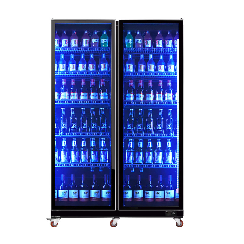 Armario para vinos, armario para vinos de temperatura constante, barra de hielo, armario de refrigeración integrado de gran capacidad con doble puerta para uso doméstico y comercial, bebidas que ahorran energía y silenciosas