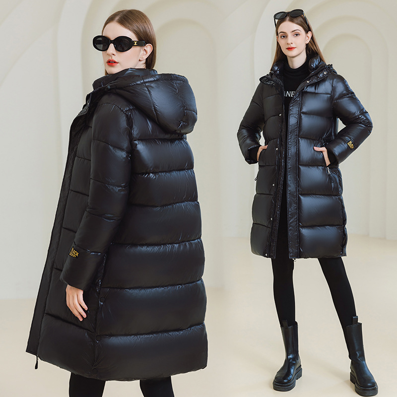 Women's Clothing 2024 Black and Gold Cotton Long Cotton Jacket with Heating Lining Couple's Northern Cold resistant Coat Wholesale_voghion.com