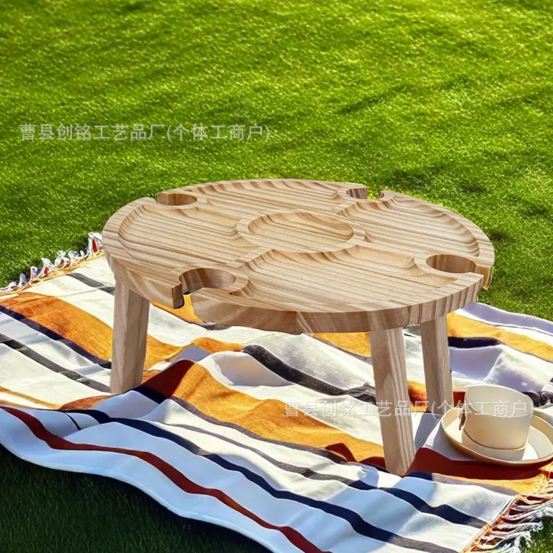 Outdoor Wooden Tables and Chairs, Mini Picnic Beach Tables, Outdoor Barbecue Wine Tables, Picnic Tables, Portable Dining Tables